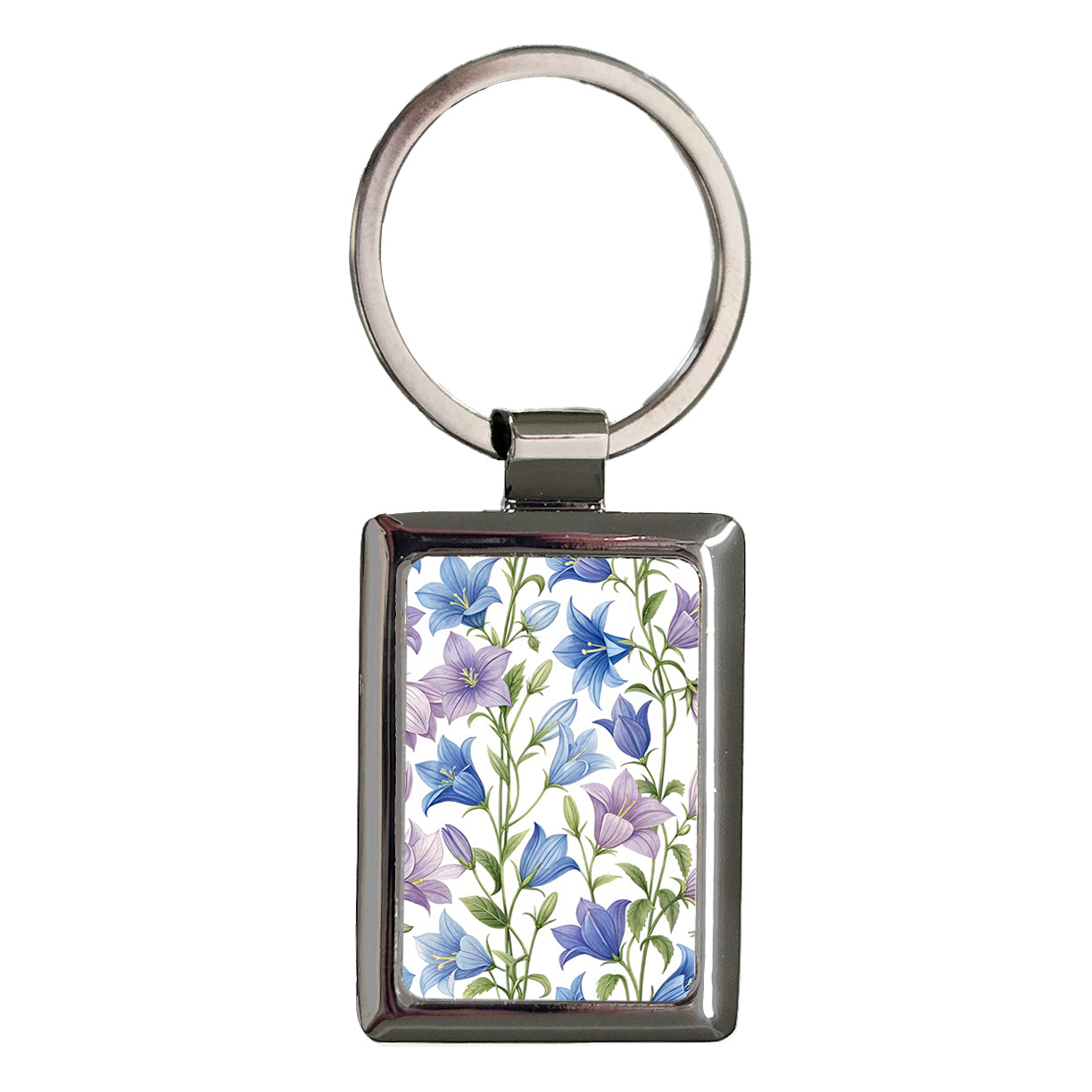 Campanula Blue Purple Flowers Rectangle Metal Keychain