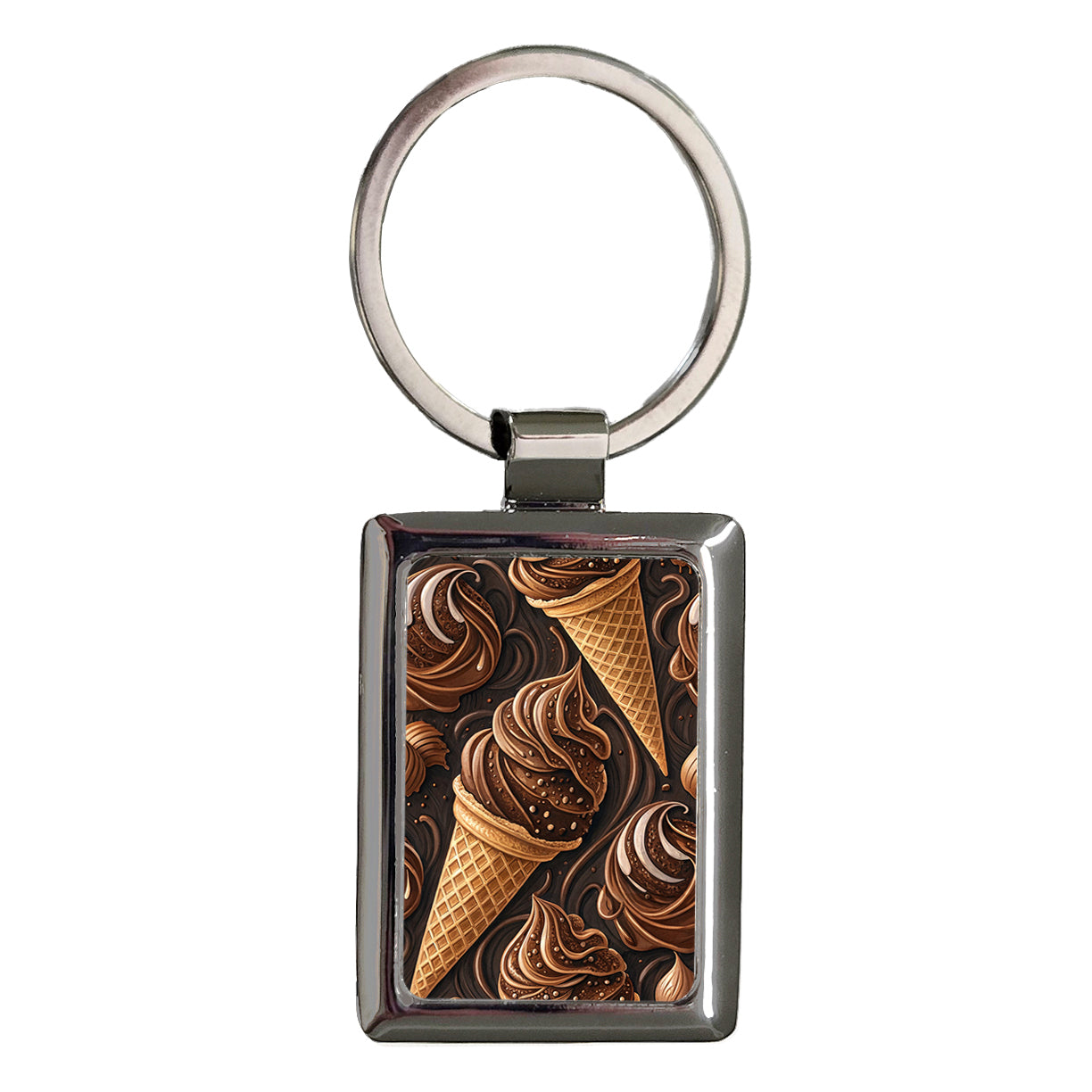 Chocolate Ice Cream Cones Background Rectangle Metal Keychain