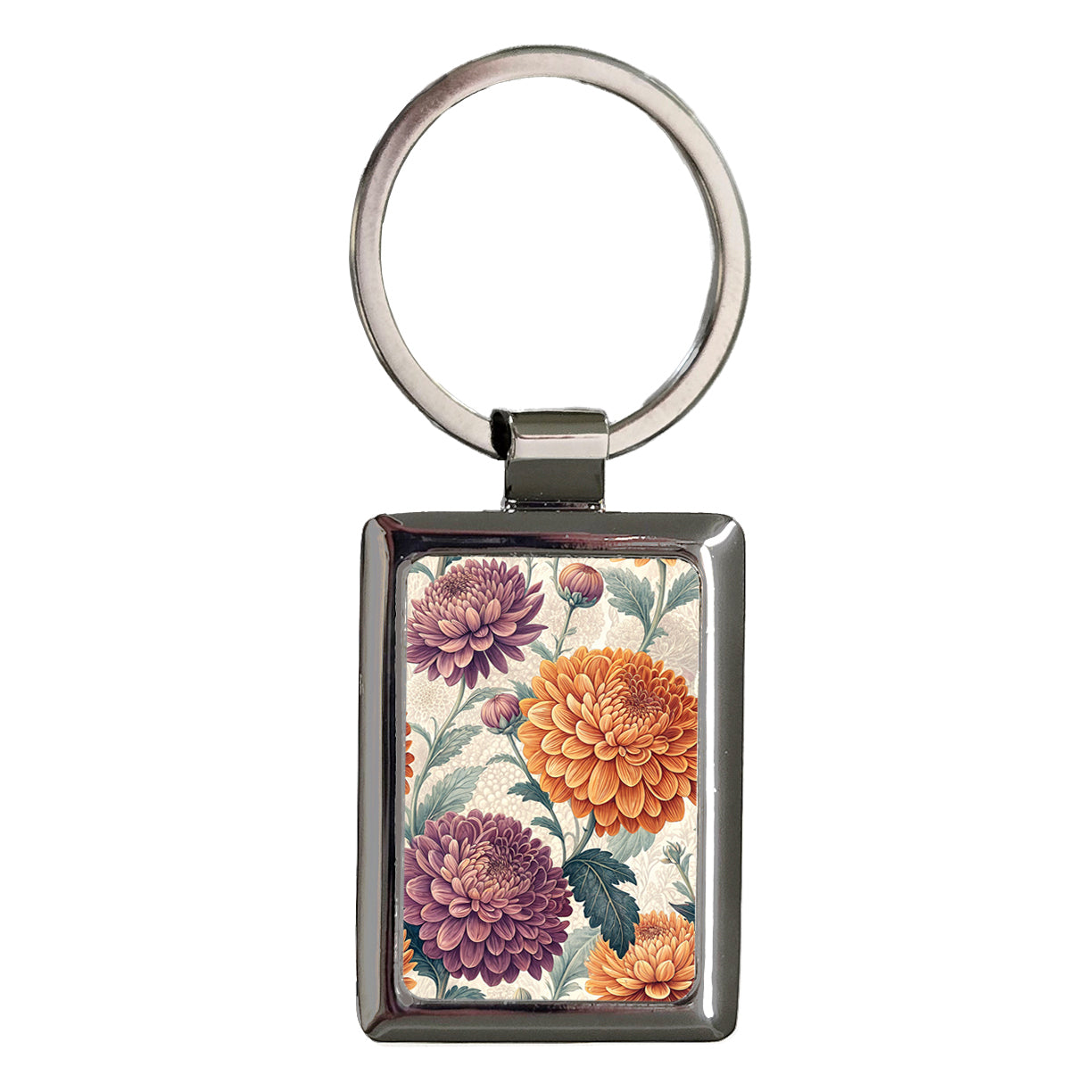 Chrysanthemum Mums Flowers Background Rectangle Metal Keychain