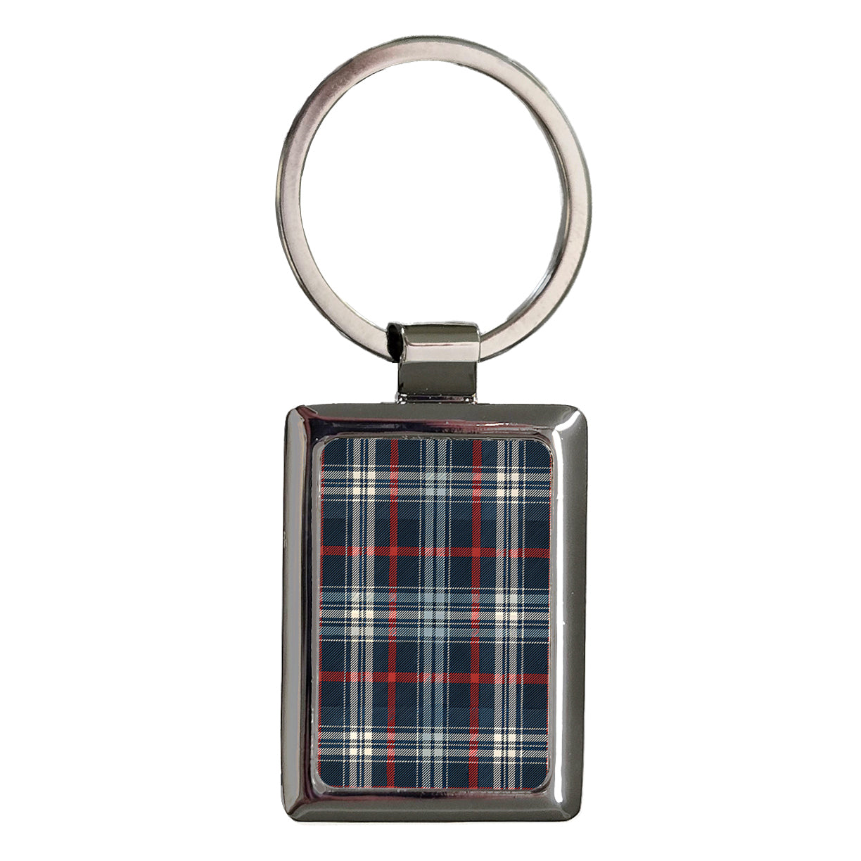Dark Blue Red Plaid Background Rectangle Metal Keychain