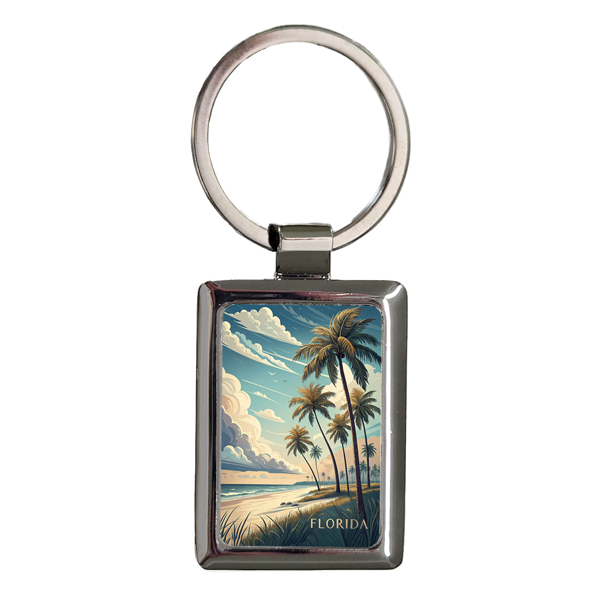 Florida Coast Vacation Rectangle Metal Keychain