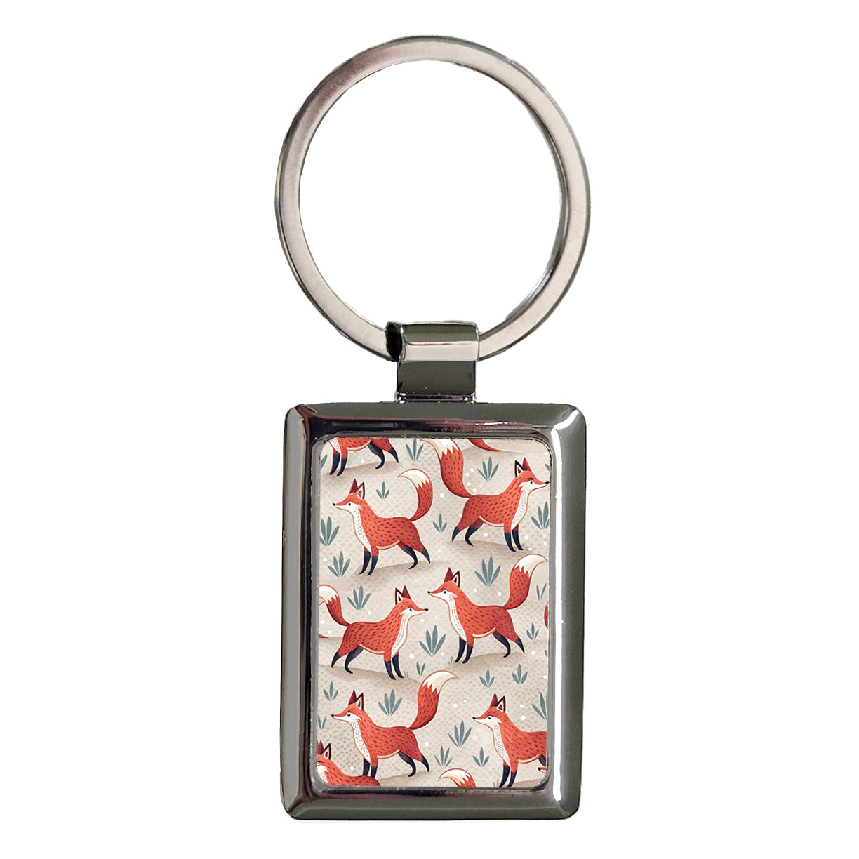 Fun Foxes Background Rectangle Metal Keychain