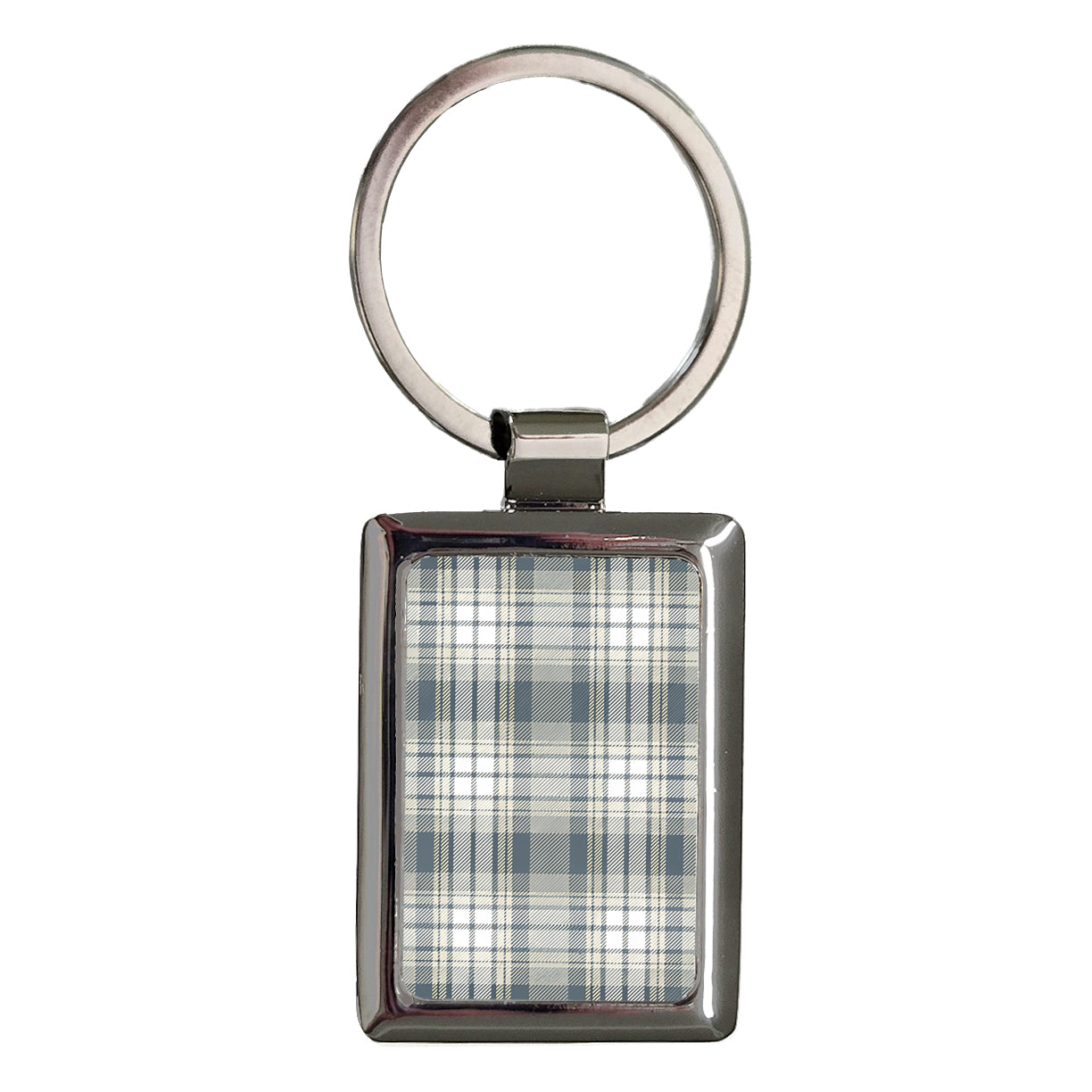 Gray Plaid Background Rectangle Metal Keychain