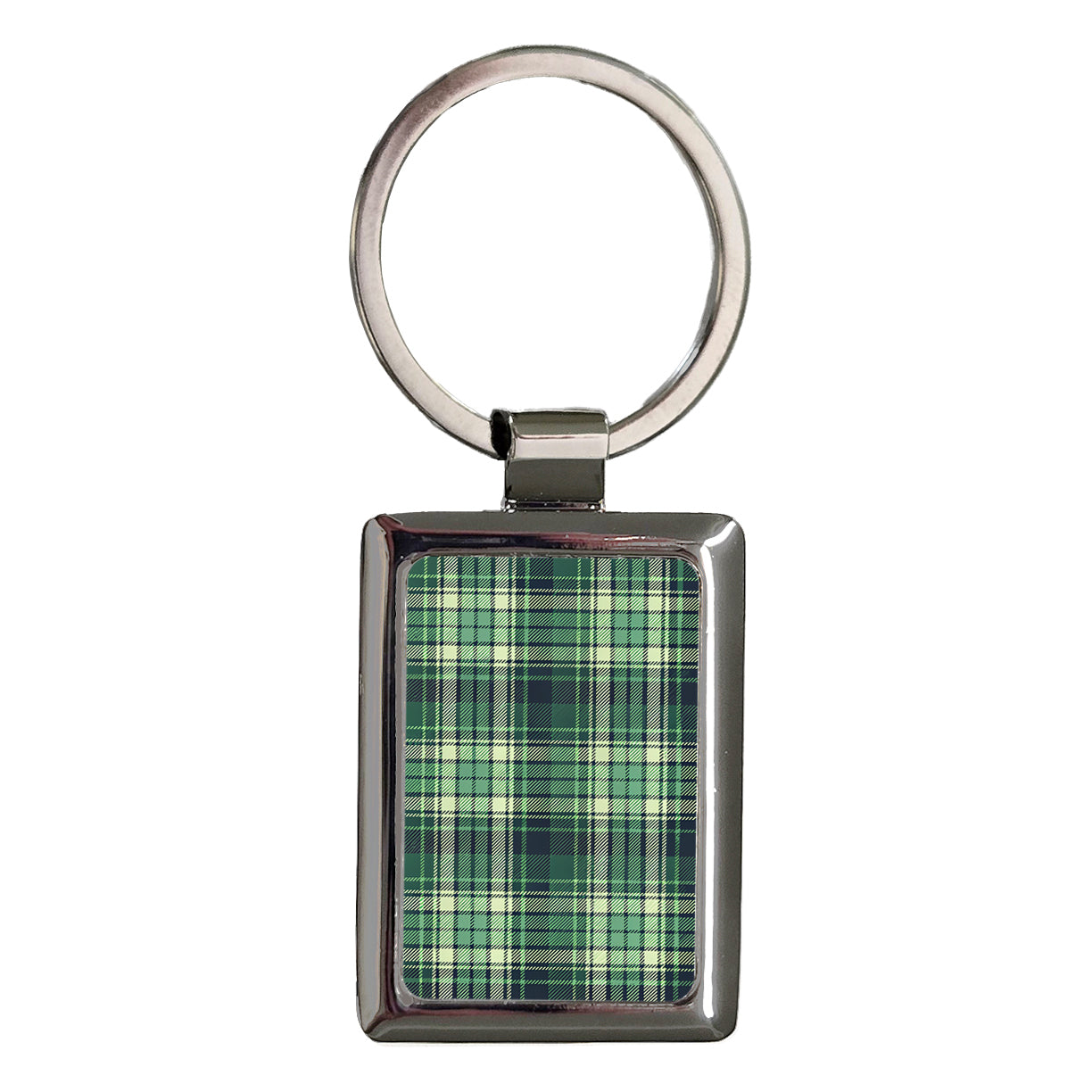 Green Small Plaid Background Rectangle Metal Keychain