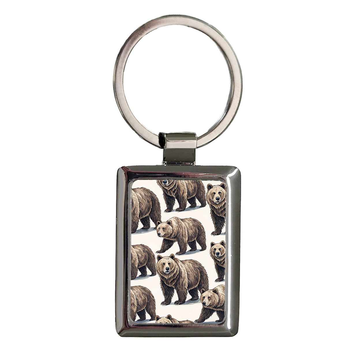 Grizzly Bears Background Rectangle Metal Keychain