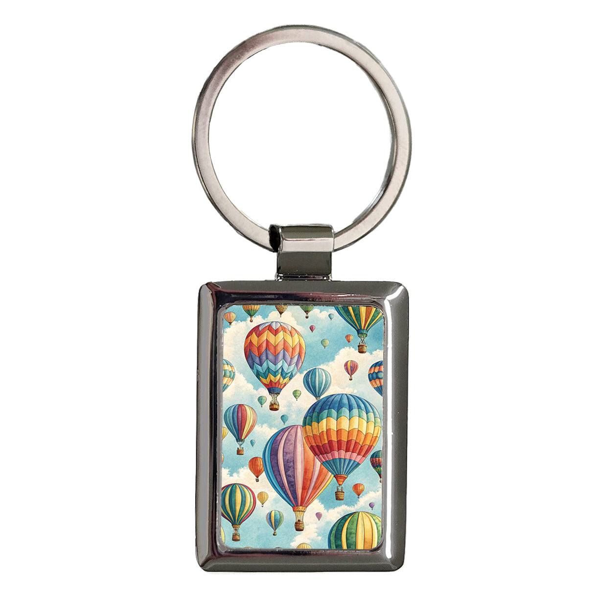 Hot Air Balloons Colorful Background Rectangle Metal Keychain
