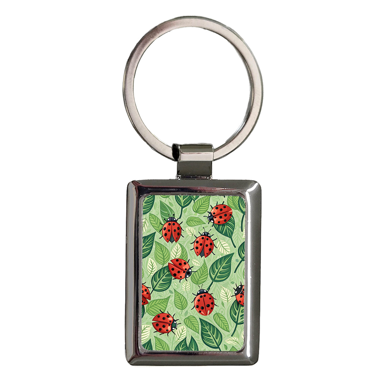 Ladybugs Fun Background Rectangle Metal Keychain