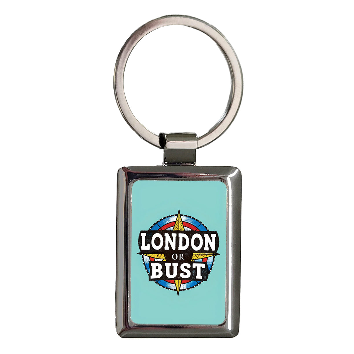 London Or Bust Background Rectangle Metal Keychain