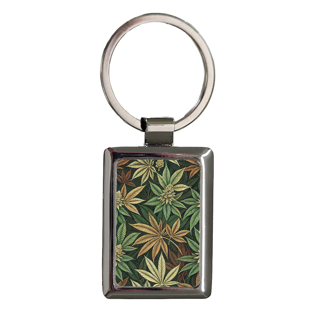 Marijuana Leaves Elegant Background Rectangle Metal Keychain