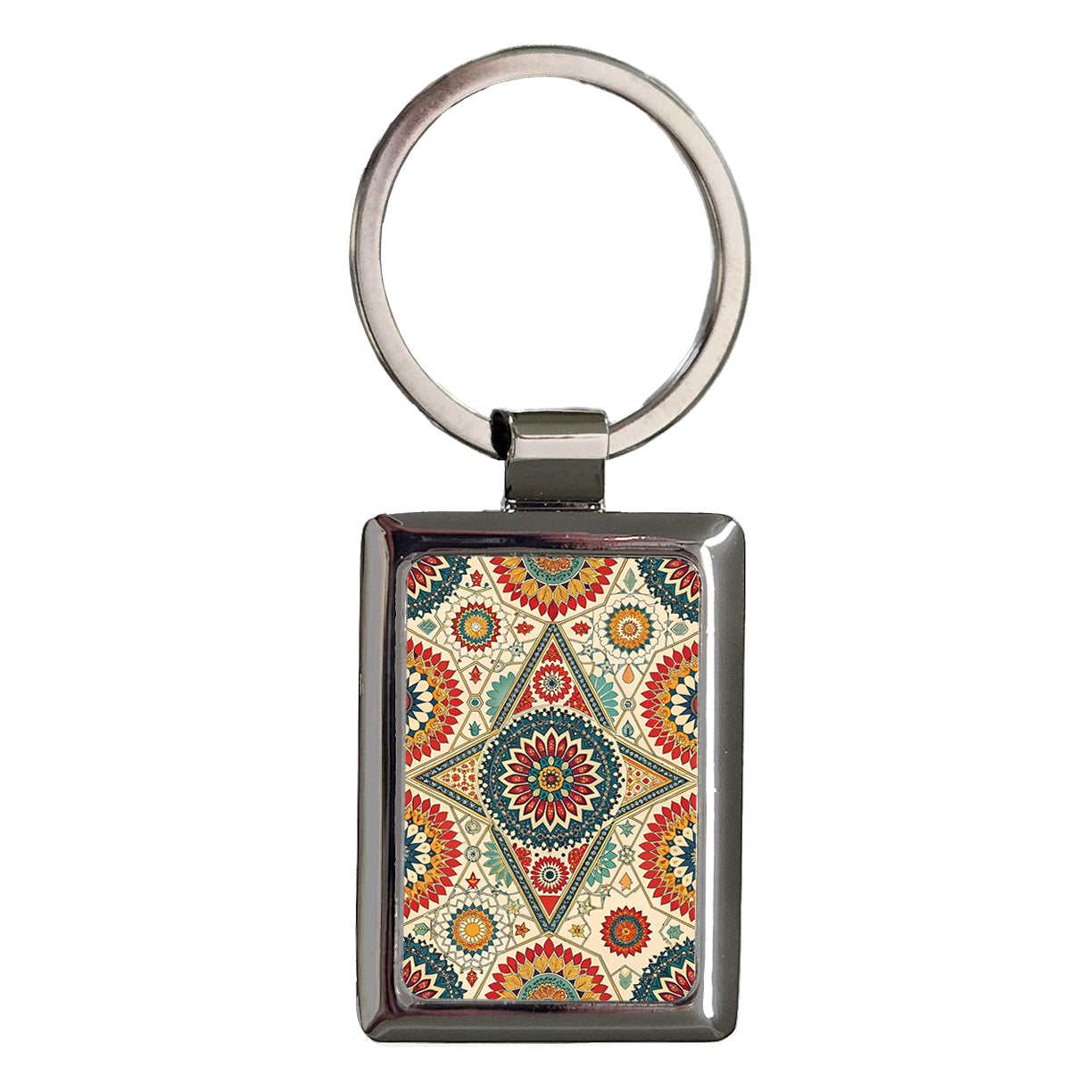 Moroccan Print Background Rectangle Metal Keychain