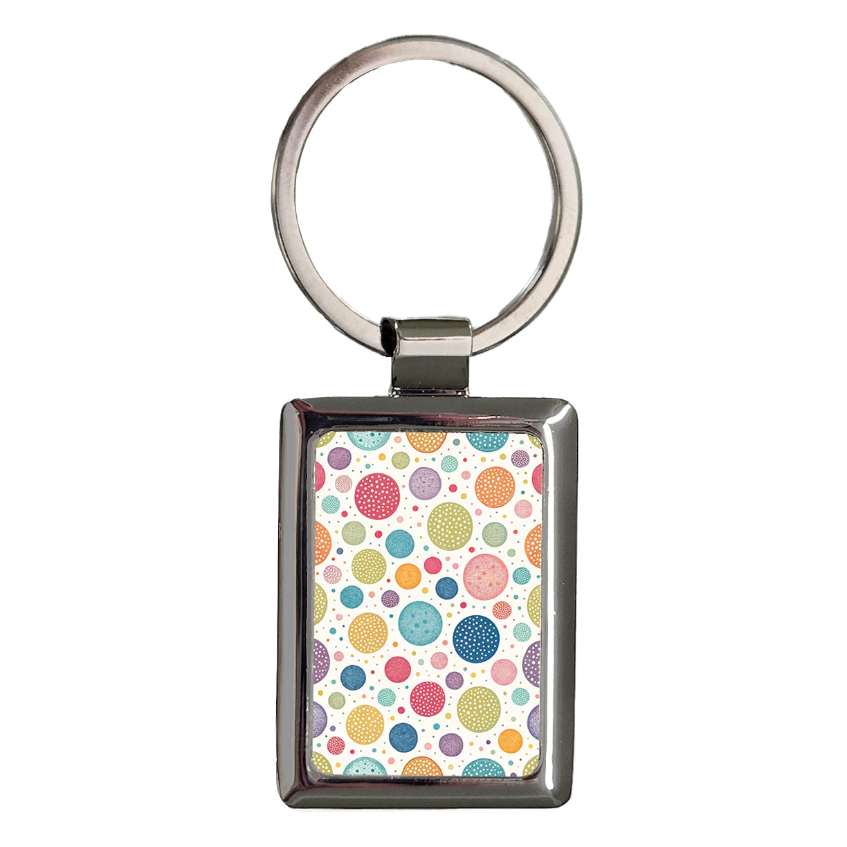 Multicolored Polka Dots Circles Background Rectangle Metal Keychain