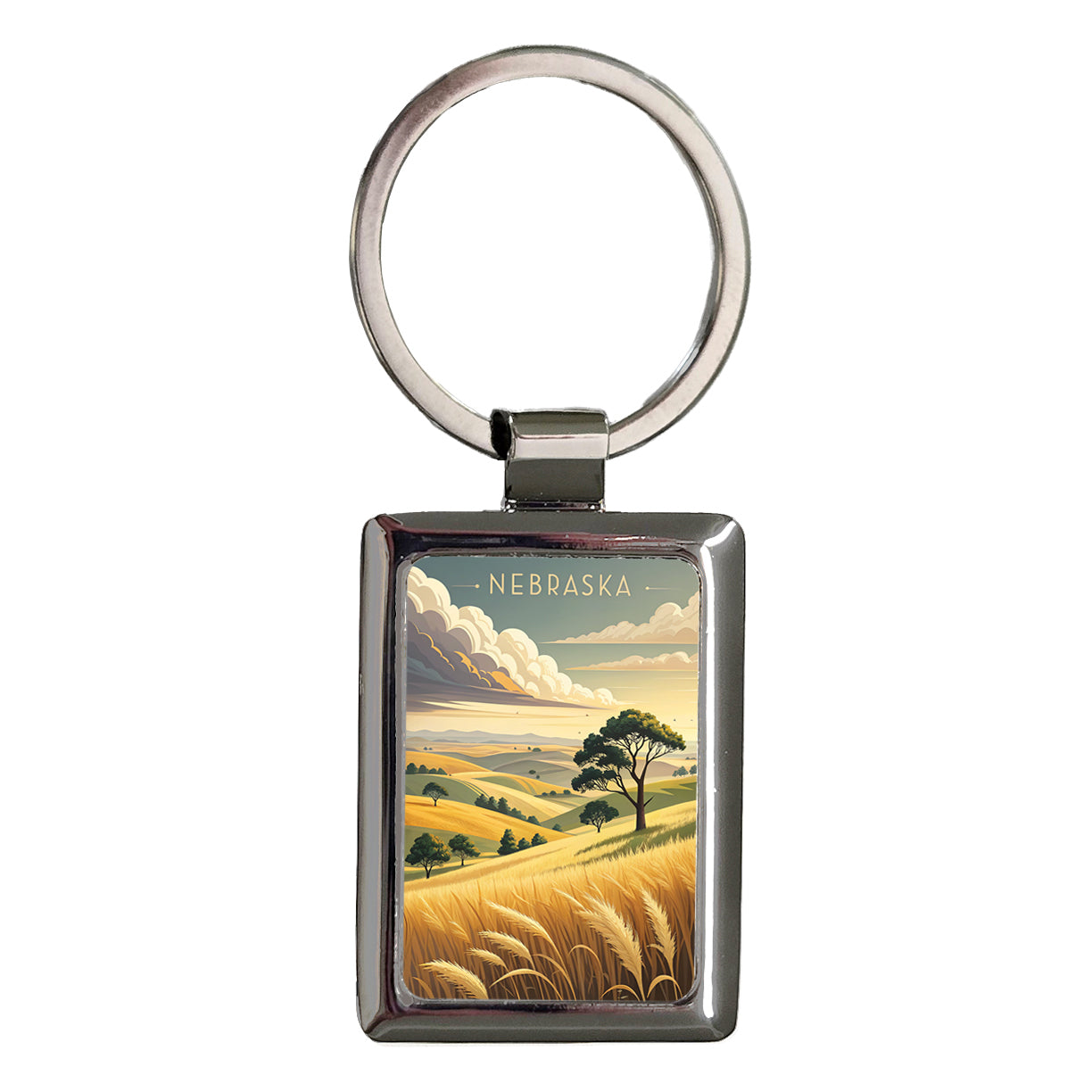 Nebraska State Beautiful Scene Rectangle Metal Keychain