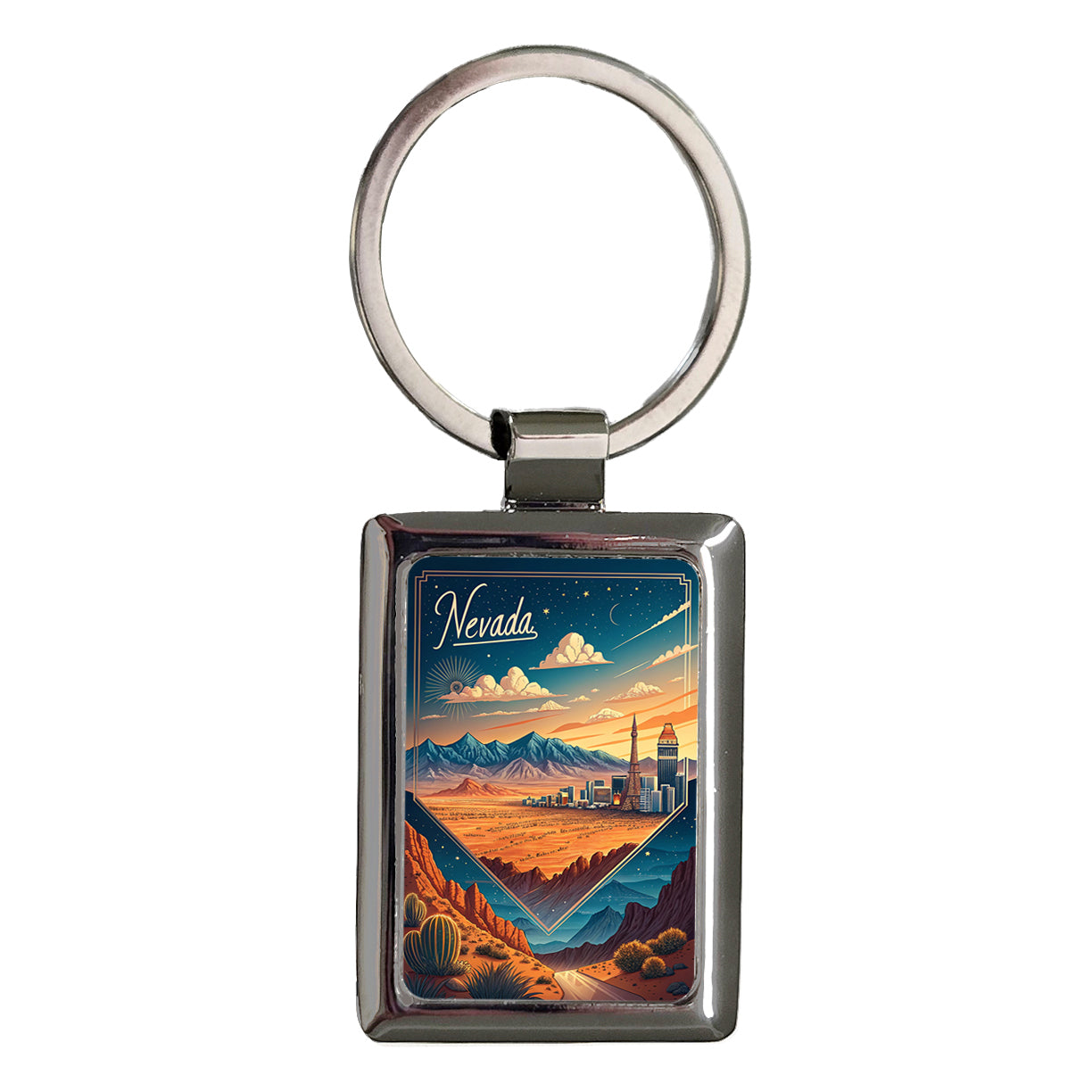 Nevada State Beautiful Scene Rectangle Metal Keychain