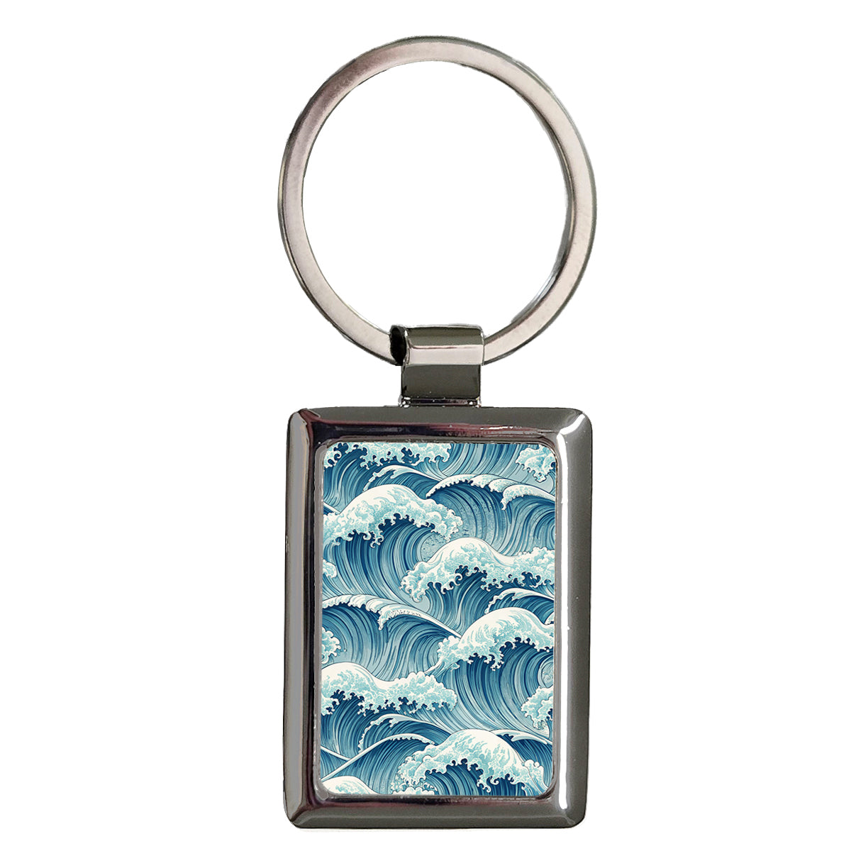 Ocean Waves Beautiful Background Rectangle Metal Keychain