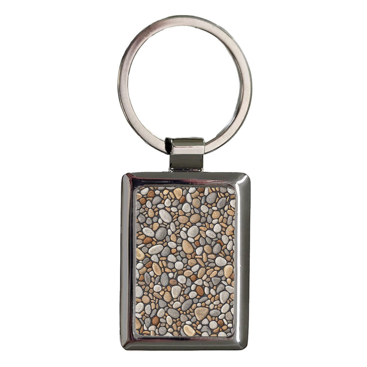 Pea Gravel River Rock Background Rectangle Metal Keychain