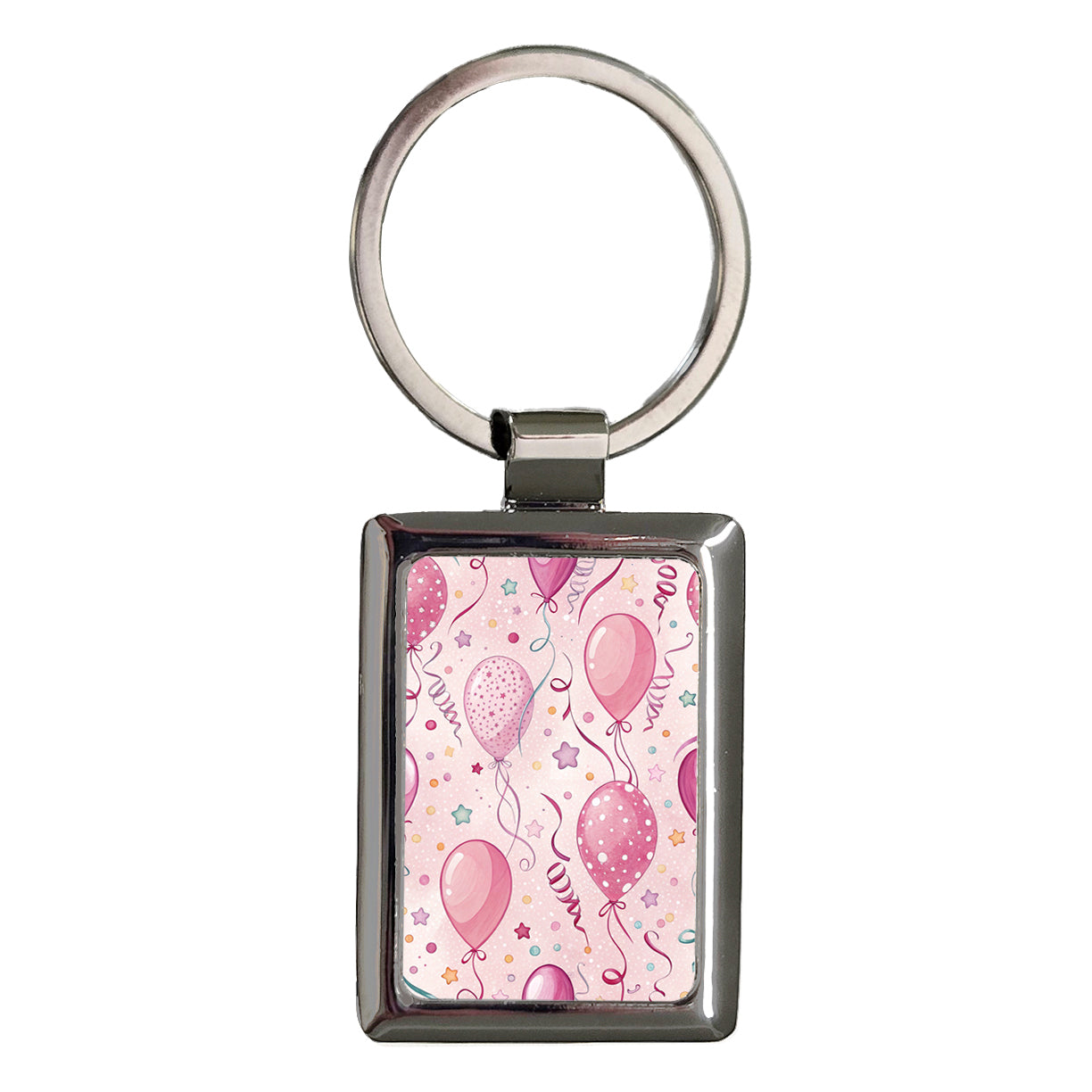 Pink Birthday Background Cute Rectangle Metal Keychain