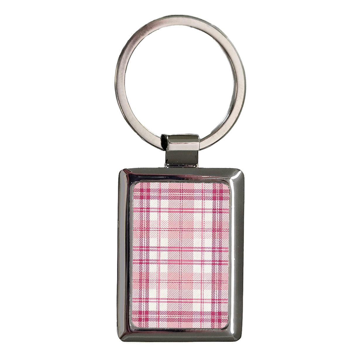Pink Plaid Cute Background Rectangle Metal Keychain