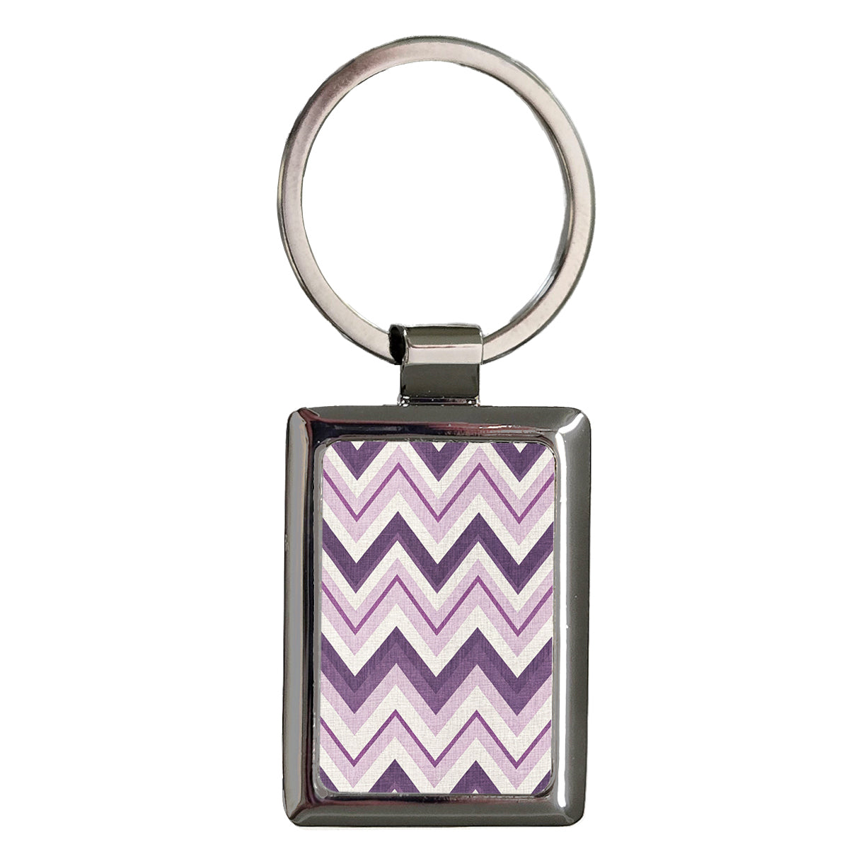 Purple Chevrons Cute Rectangle Metal Keychain
