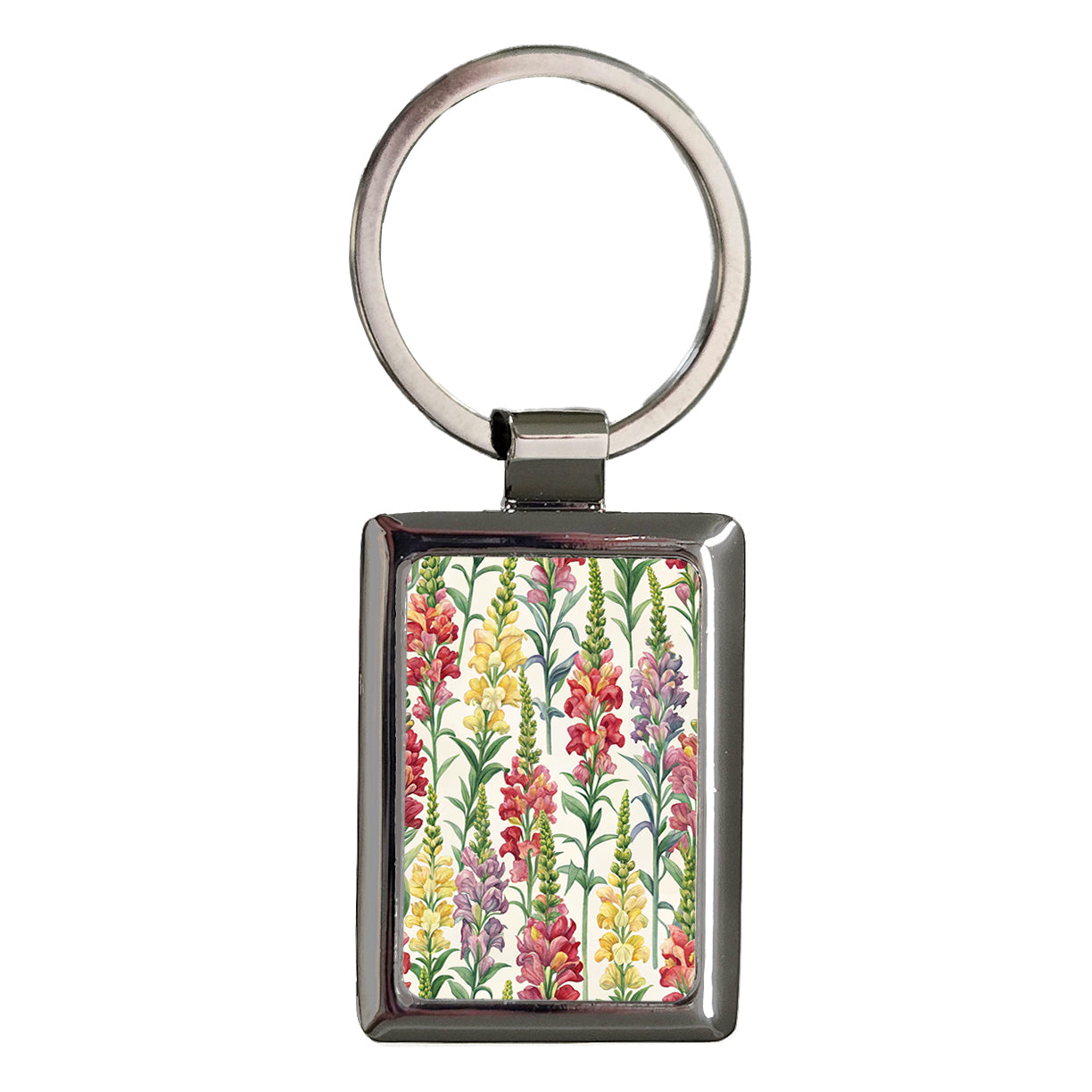 Snapdragon Flowers Yellow Red Purple Rectangle Metal Keychain