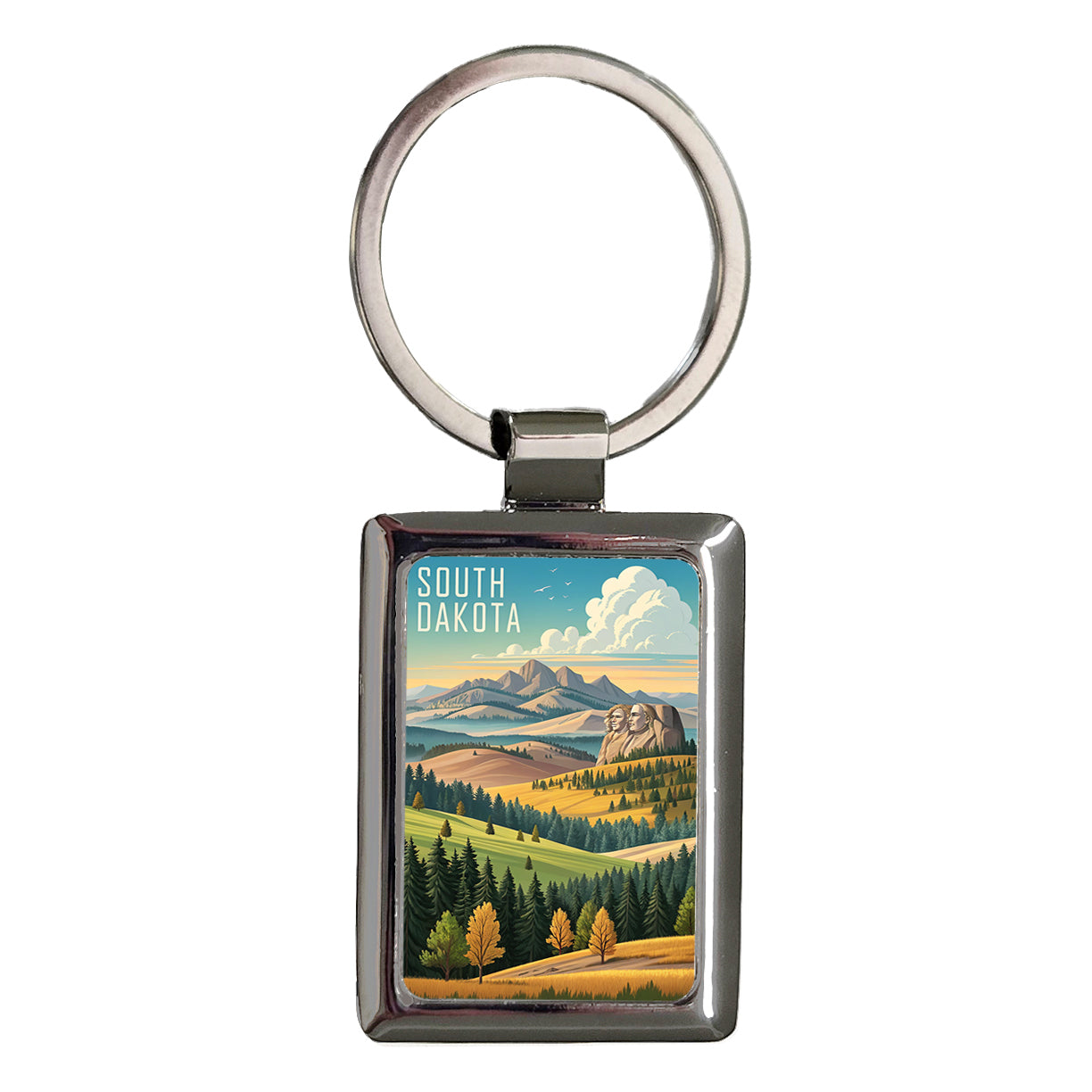 South Dakota State Beautiful Scene Rectangle Metal Keychain