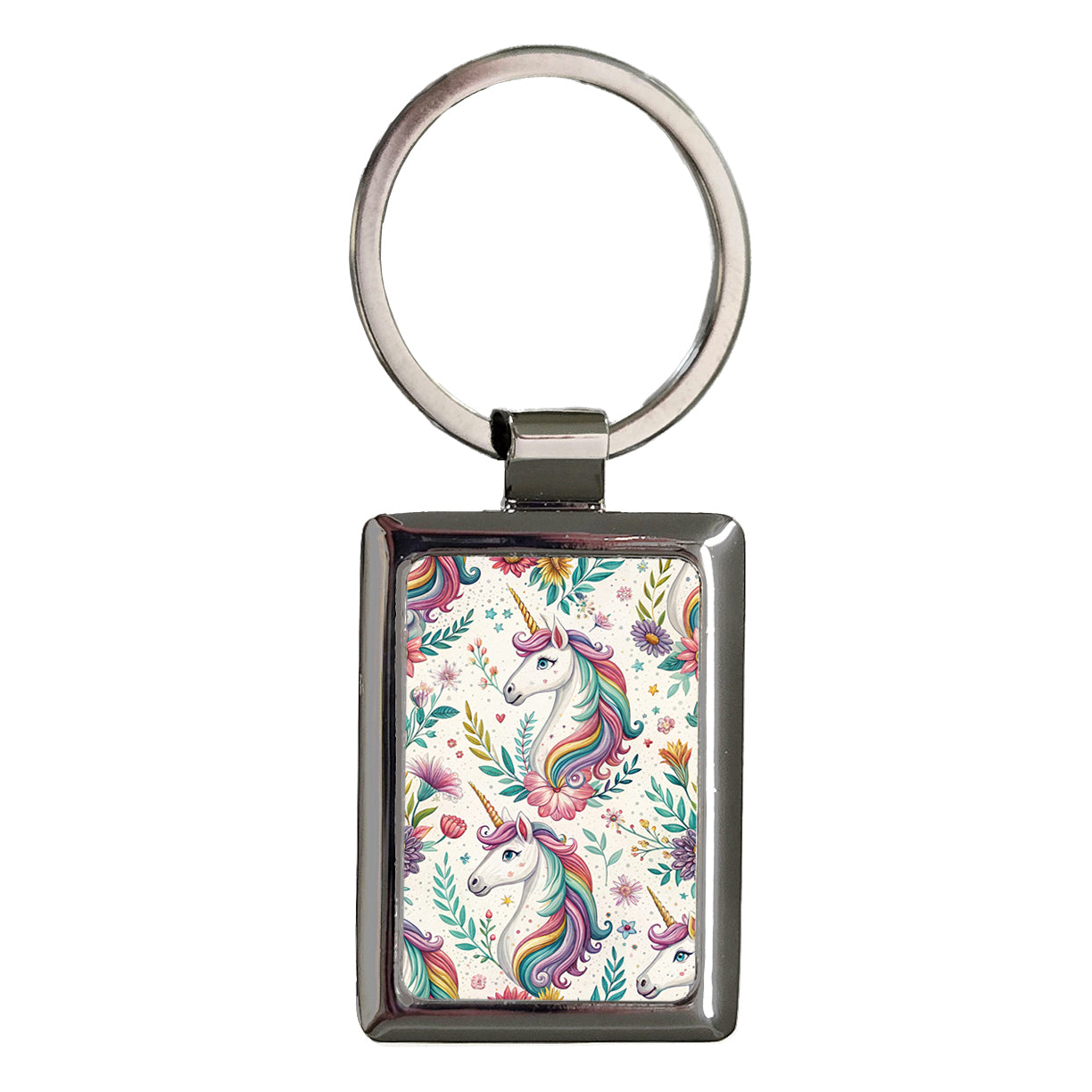 Unicorn Colorful Pretty Background Rectangle Metal Keychain
