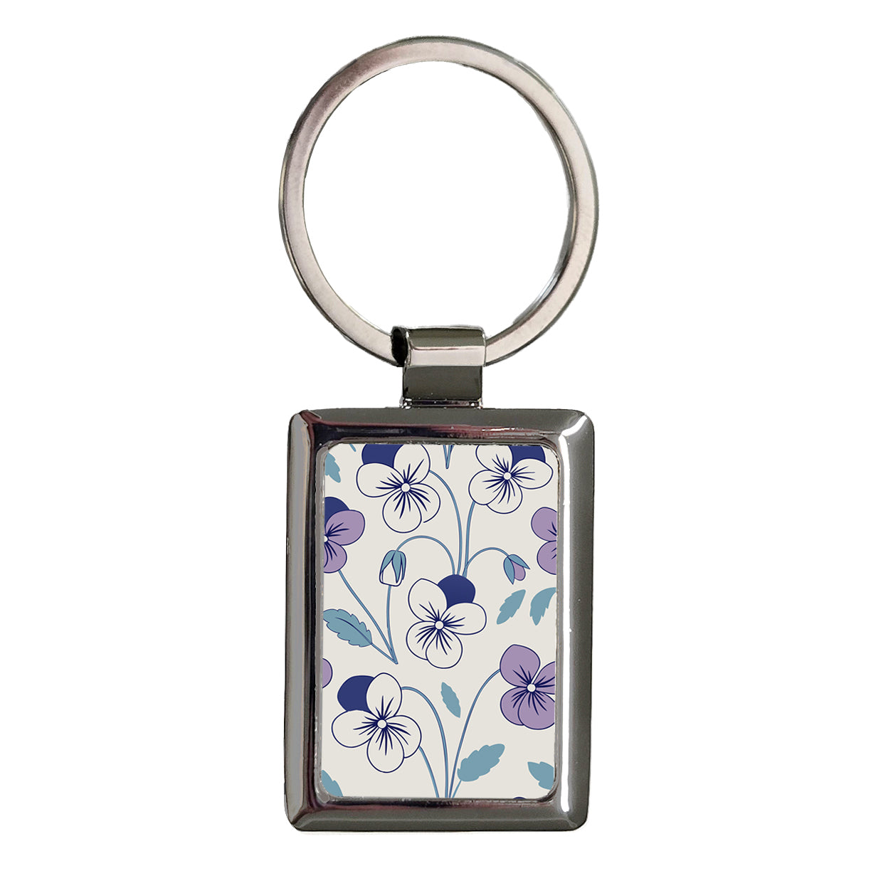 Violet Flowers Drawing Rectangle Metal Keychain