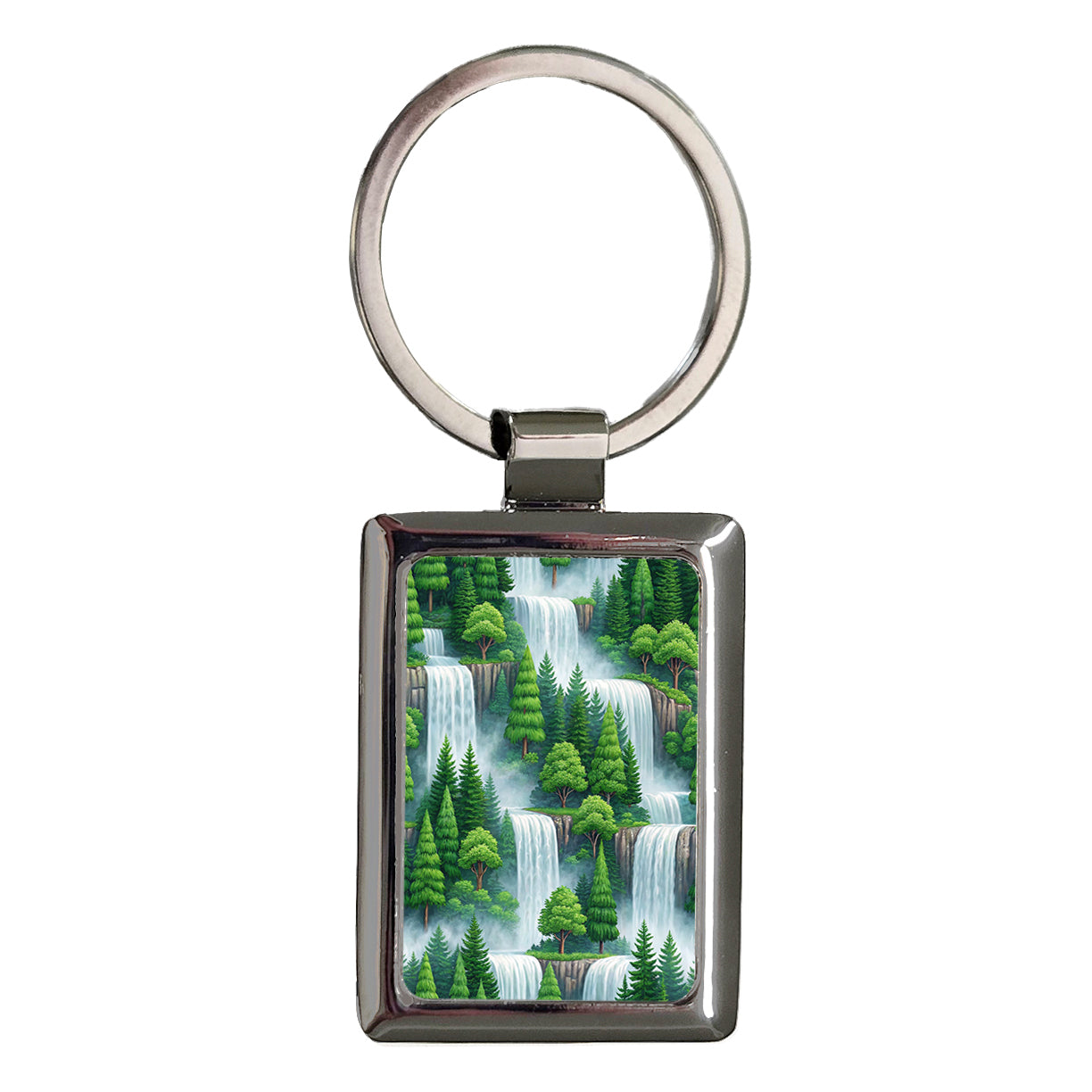 Waterfalls Background Rectangle Metal Keychain