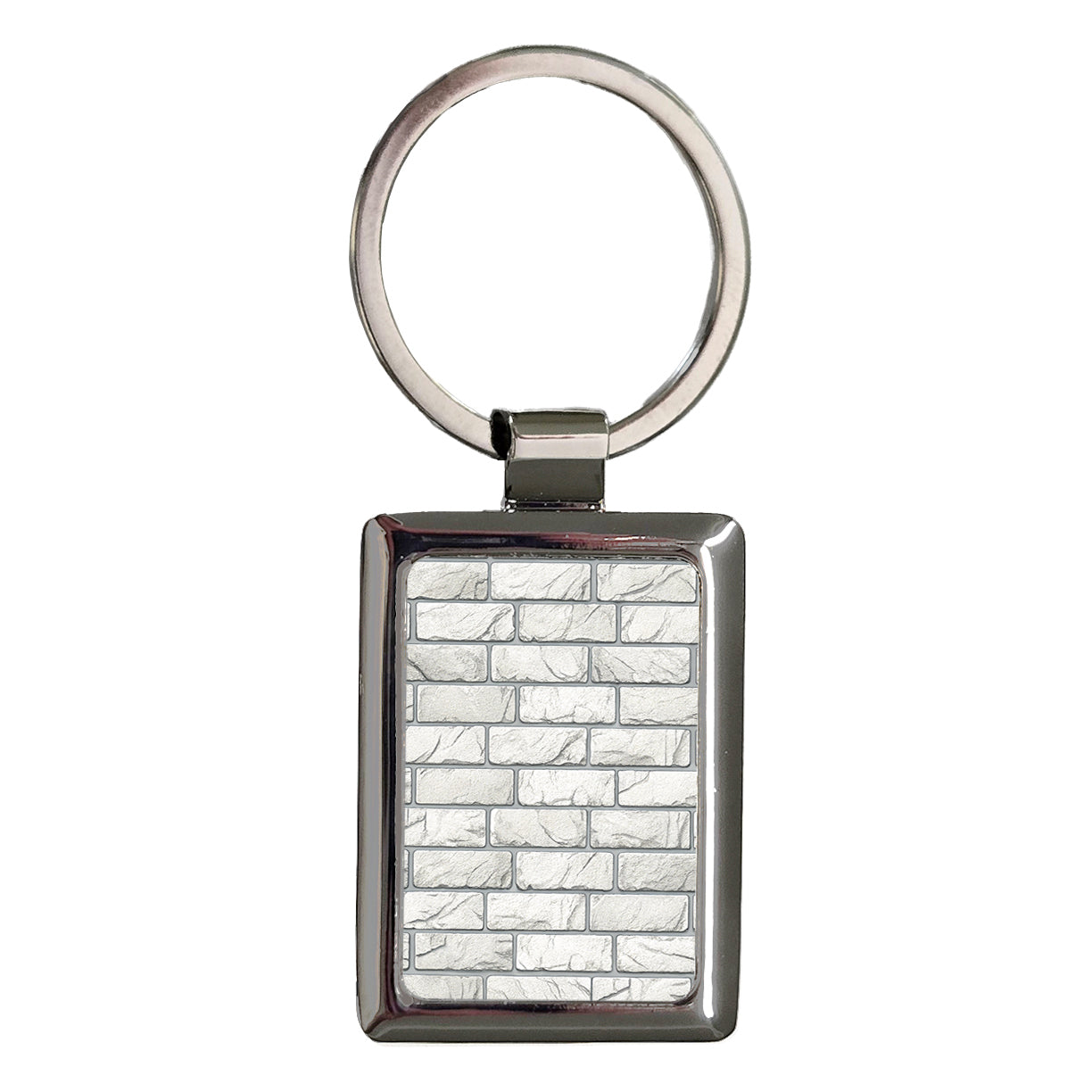 White Brick Wall Background Rectangle Metal Keychain