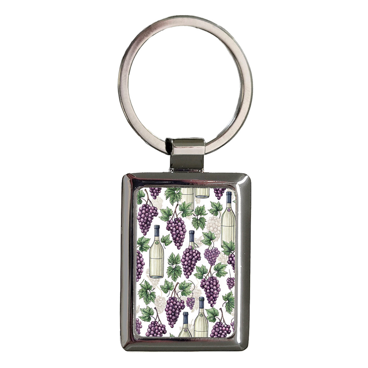 Wine Grapes Ivy Background Rectangle Metal Keychain