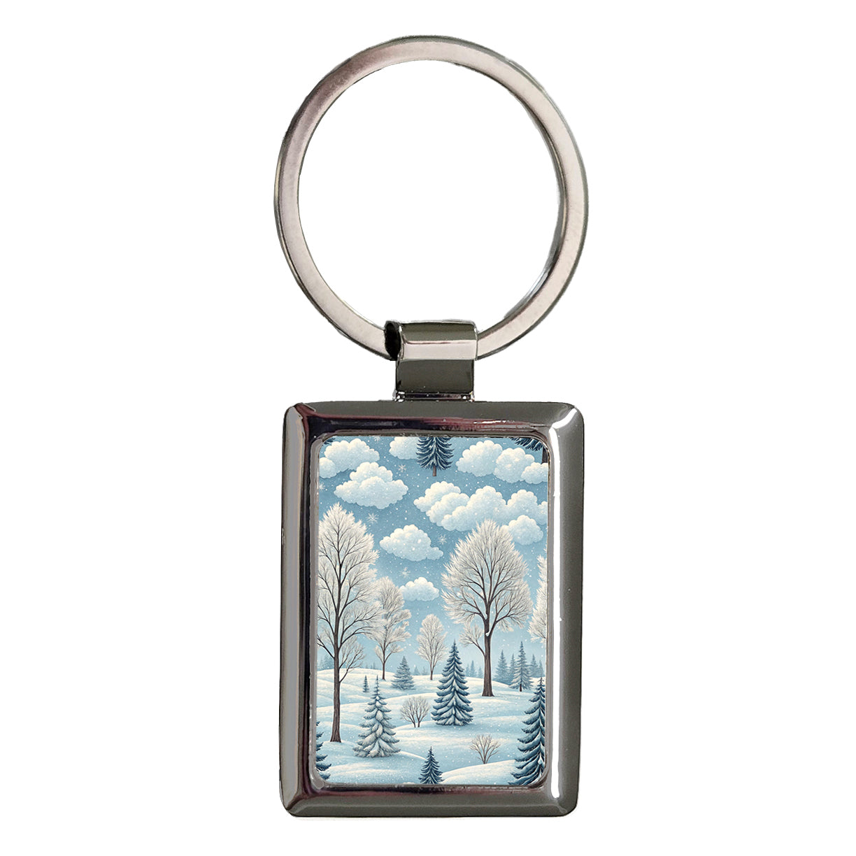 Winter Background Scene Rectangle Metal Keychain