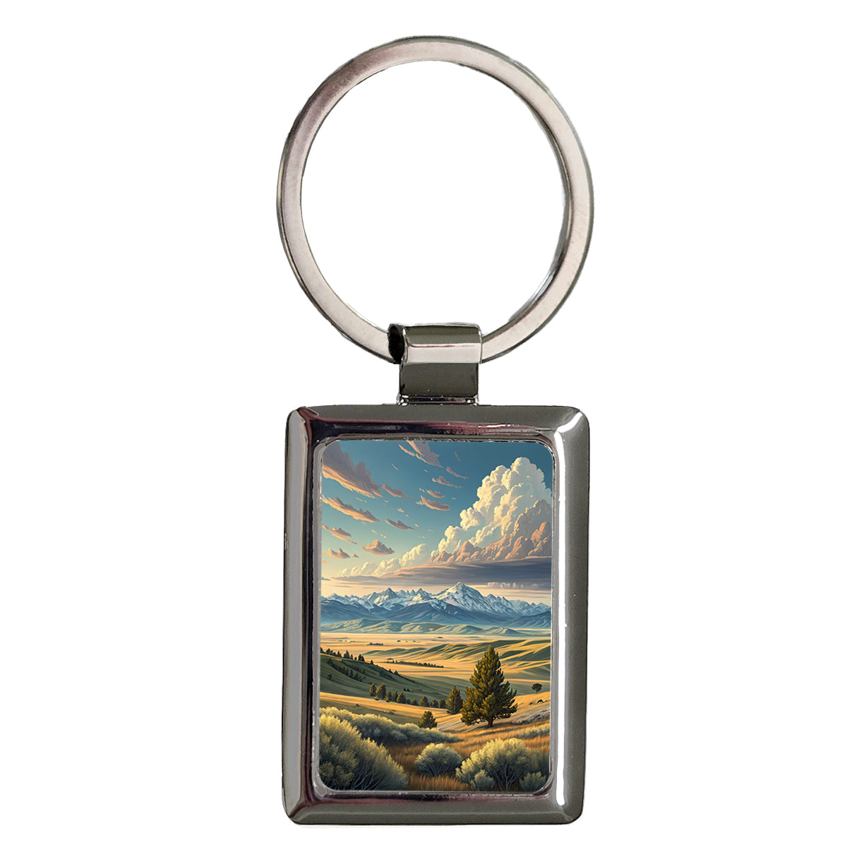 Wyoming State Beautiful Scene Rectangle Metal Keychain