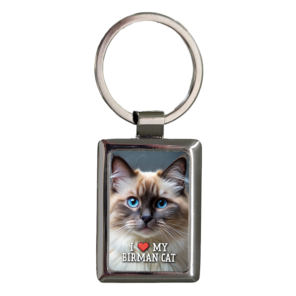I Love My Birman Cat Heart Rectangle Metal Keychain