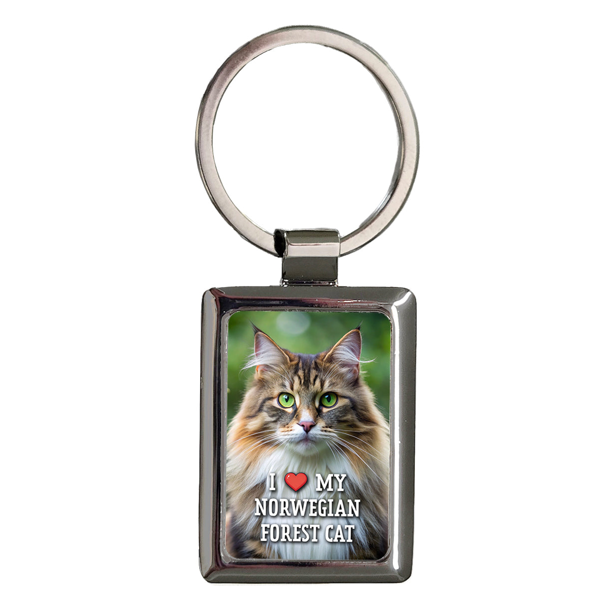 I Love My Norwegian Forest Cat Heart Rectangle Metal Keychain