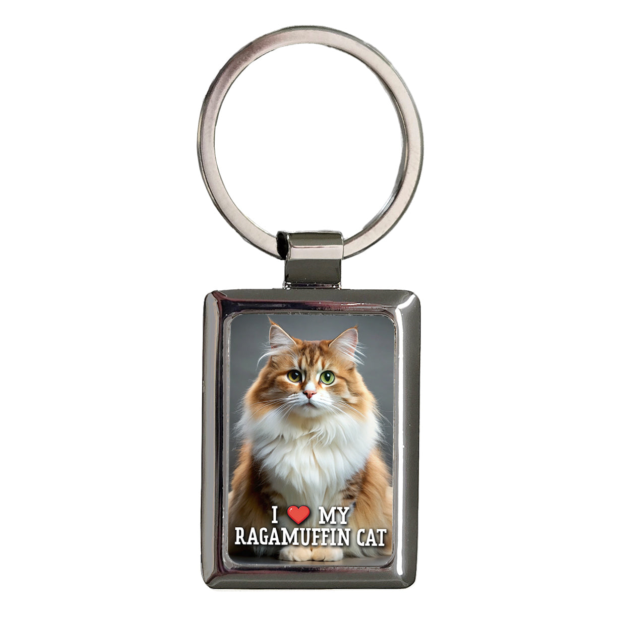 I Love My Ragamuffin Cat Heart Rectangle Metal Keychain
