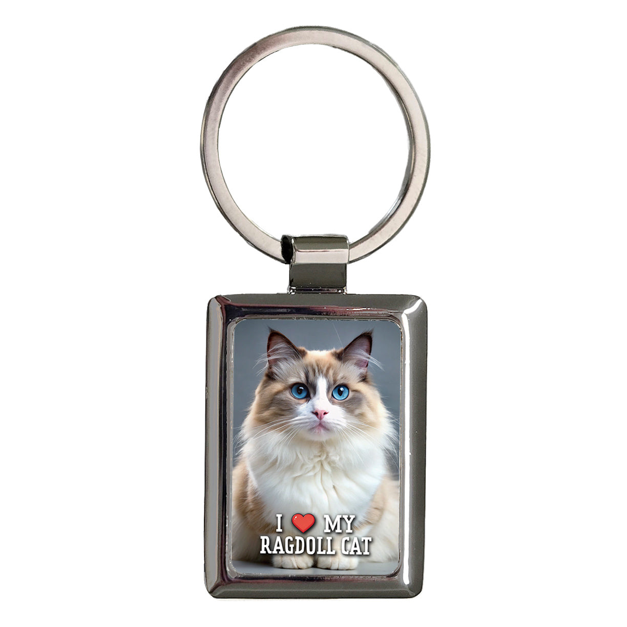 I Love My Ragdoll Cat Heart Rectangle Metal Keychain