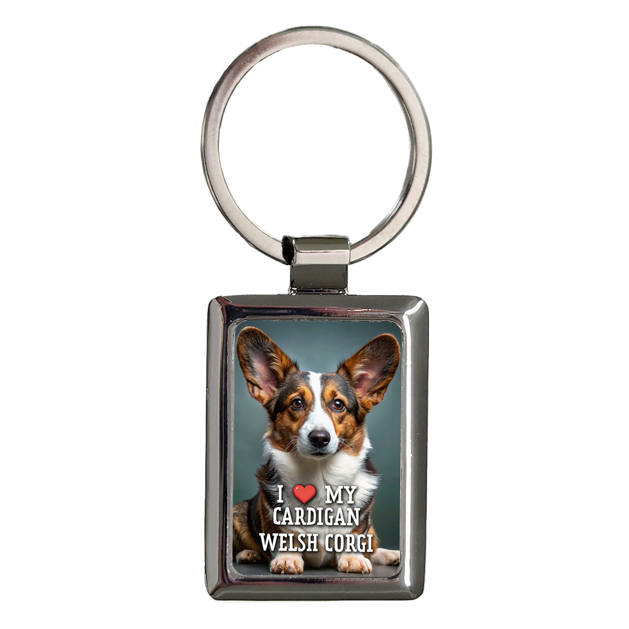 I Love My Cardigan Welsh Corgi Dog Heart Rectangle Metal Keychain