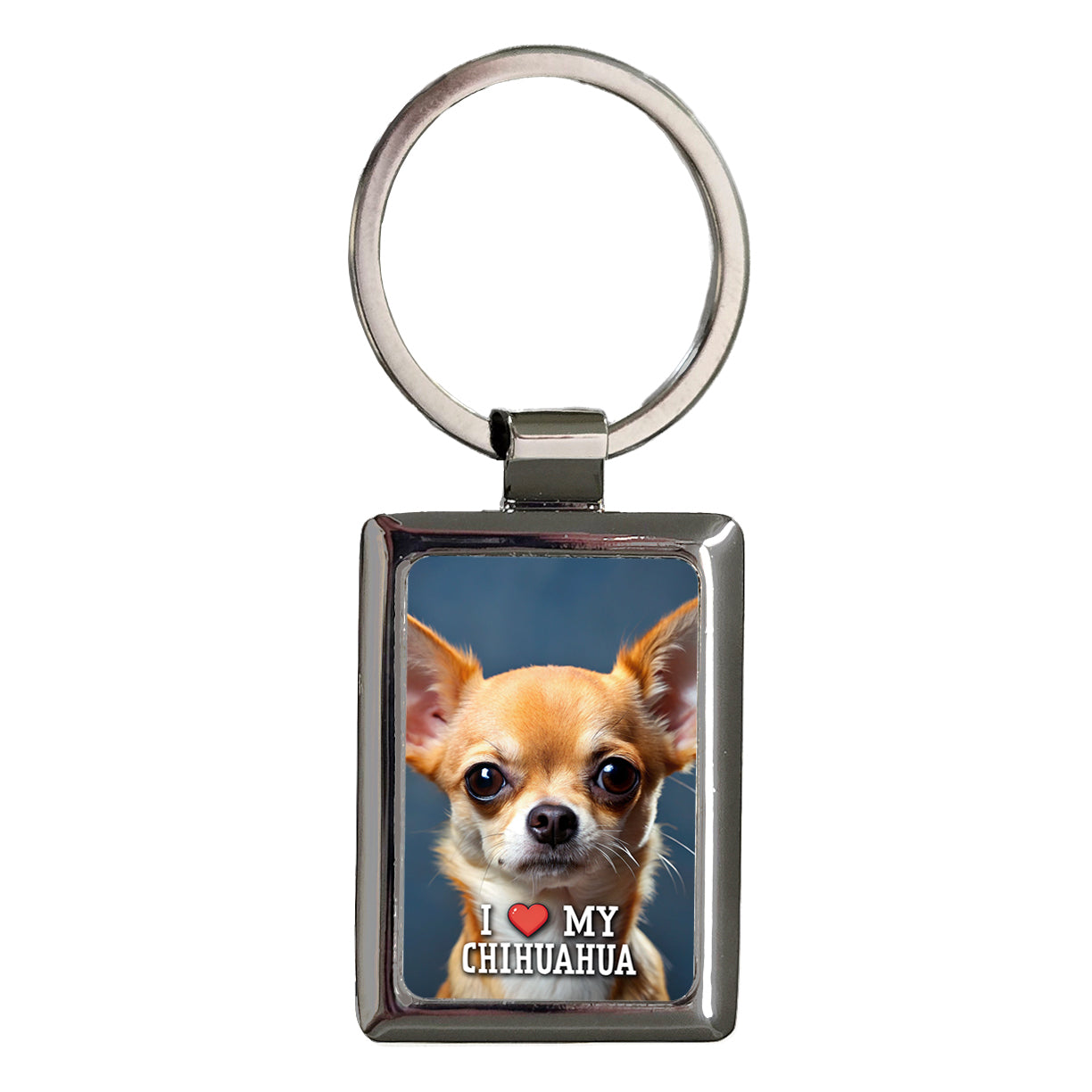 I Love My Chihuahua Dog Heart Rectangle Metal Keychain