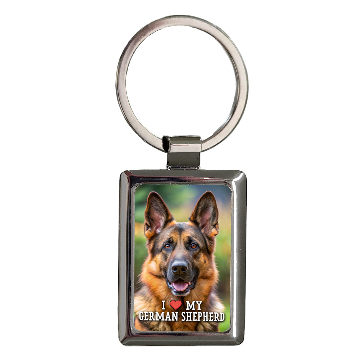 I Love My German Shepherd Dog Heart Rectangle Metal Keychain