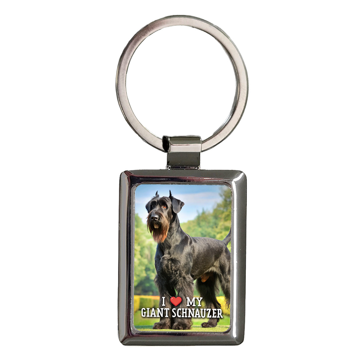 I Love My Giant Schnauzer Dog Heart Rectangle Metal Keychain