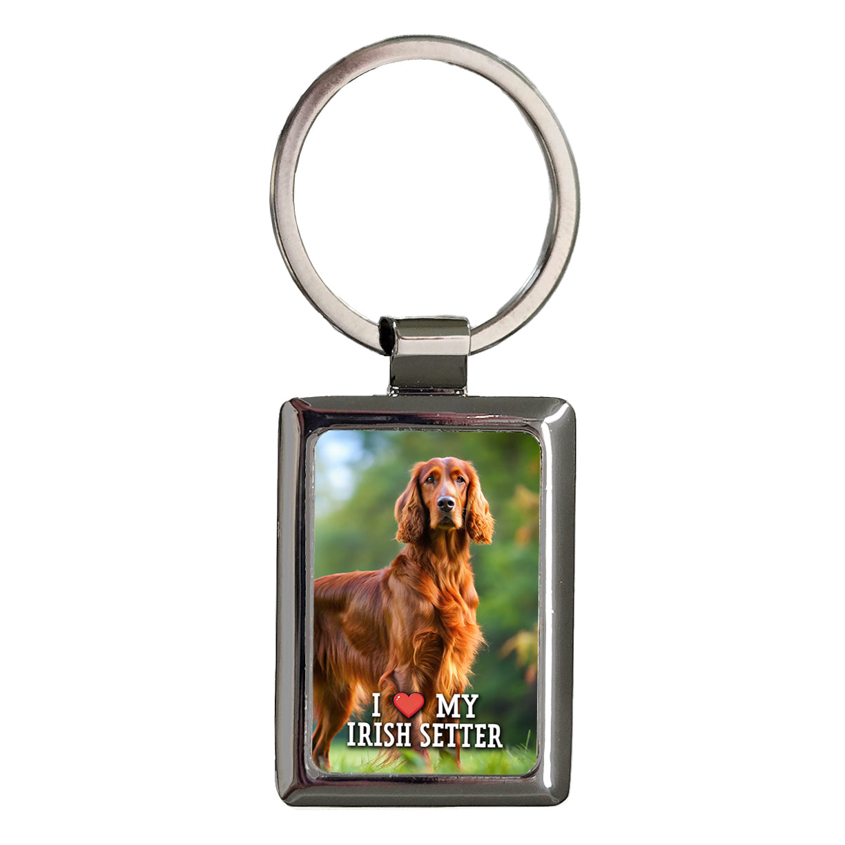 I Love My Irish Setter Dog Heart Rectangle Metal Keychain
