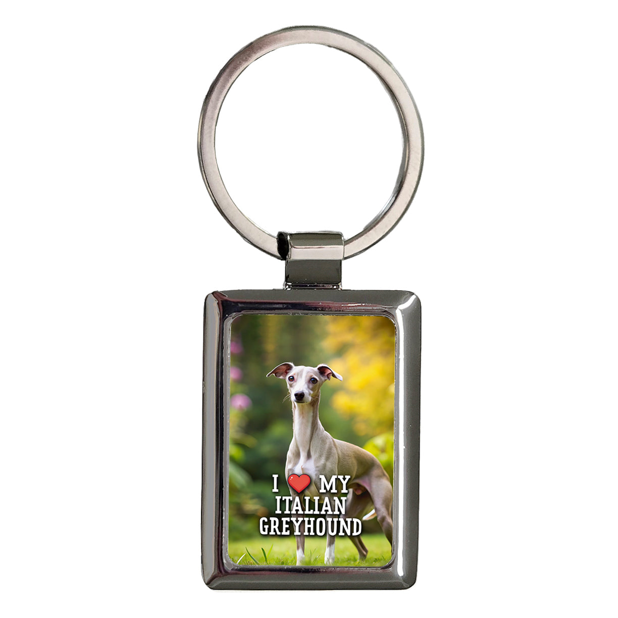 I Love My Italian Greyhound Dog Heart Rectangle Metal Keychain
