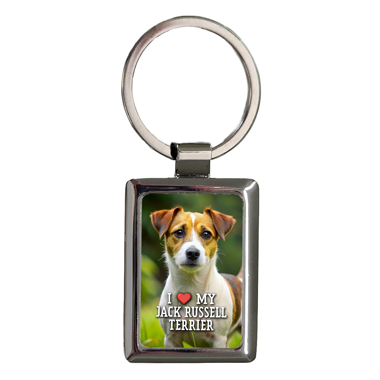 I Love My Jack Russell Terrier Dog Heart Rectangle Metal Keychain