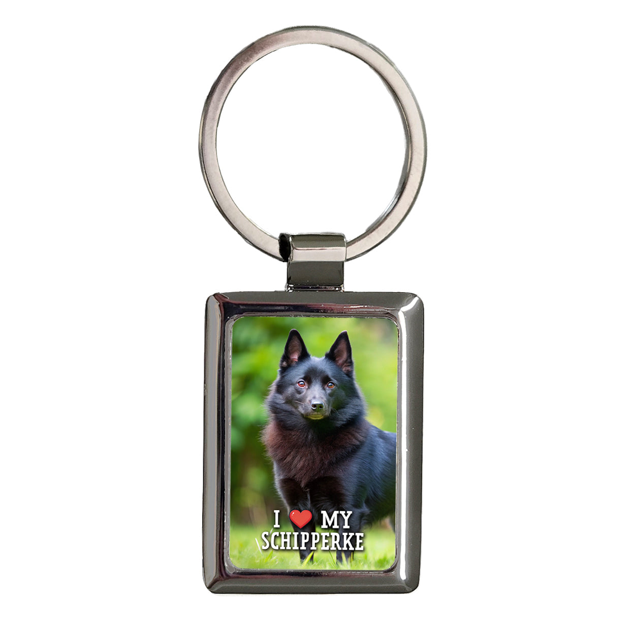 I Love My Schipperke Dog Heart Rectangle Metal Keychain