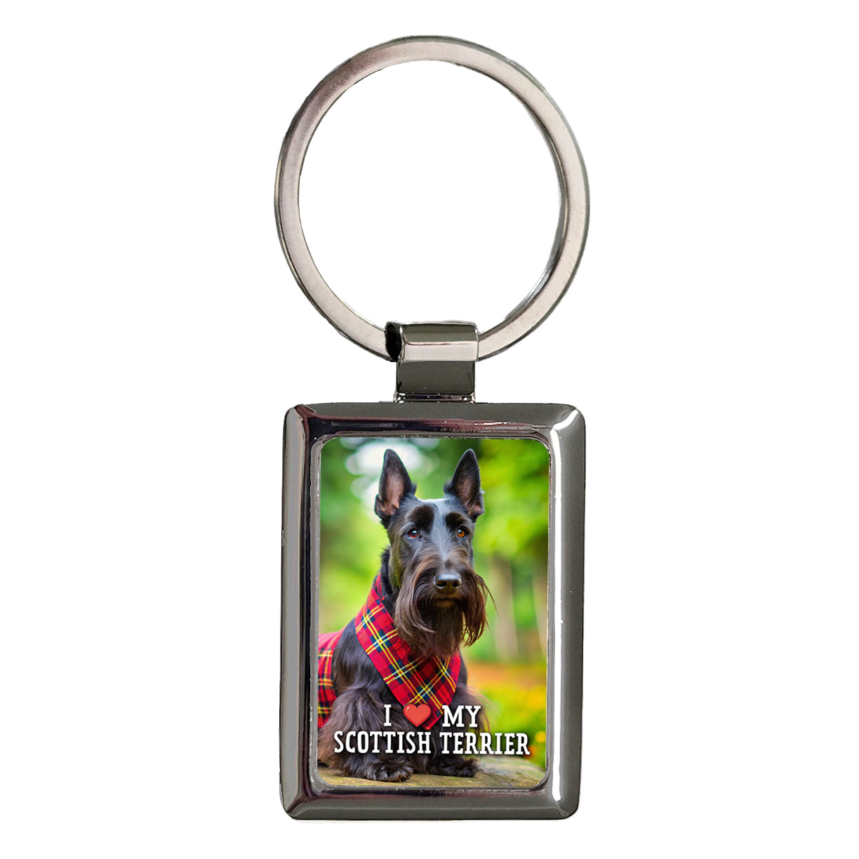 I Love My Scottish Terrier Dog Heart Rectangle Metal Keychain