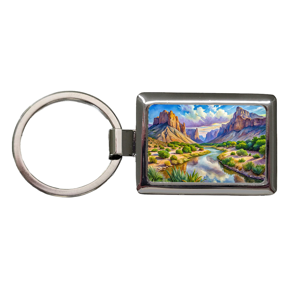 Big Bend National Park Texas Watercolor Style Rectangle Metal Keychain