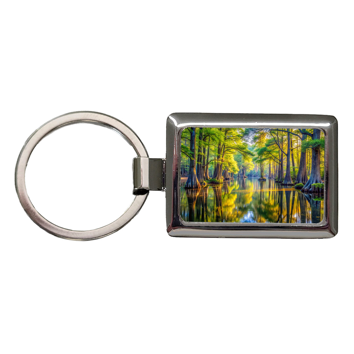 Congaree National Park South Carolina Watercolor Style Rectangle Metal Keychain