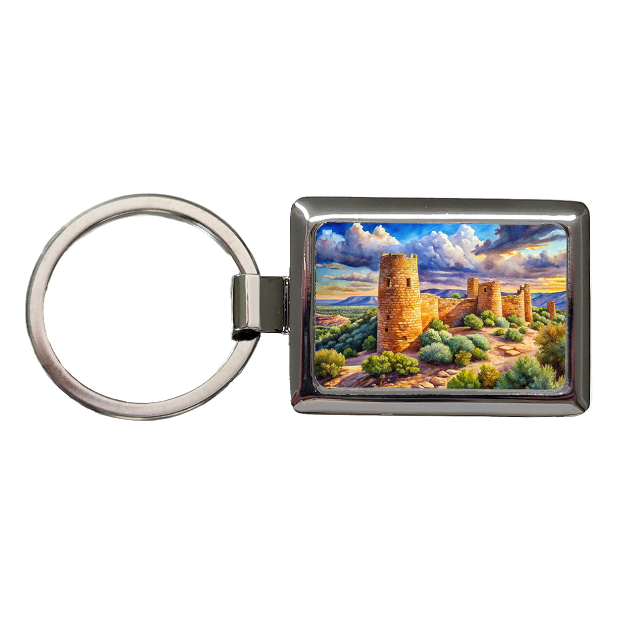 Hovenweep National Monument Colorado, Utah Watercolor Style Rectangle Metal Keychain