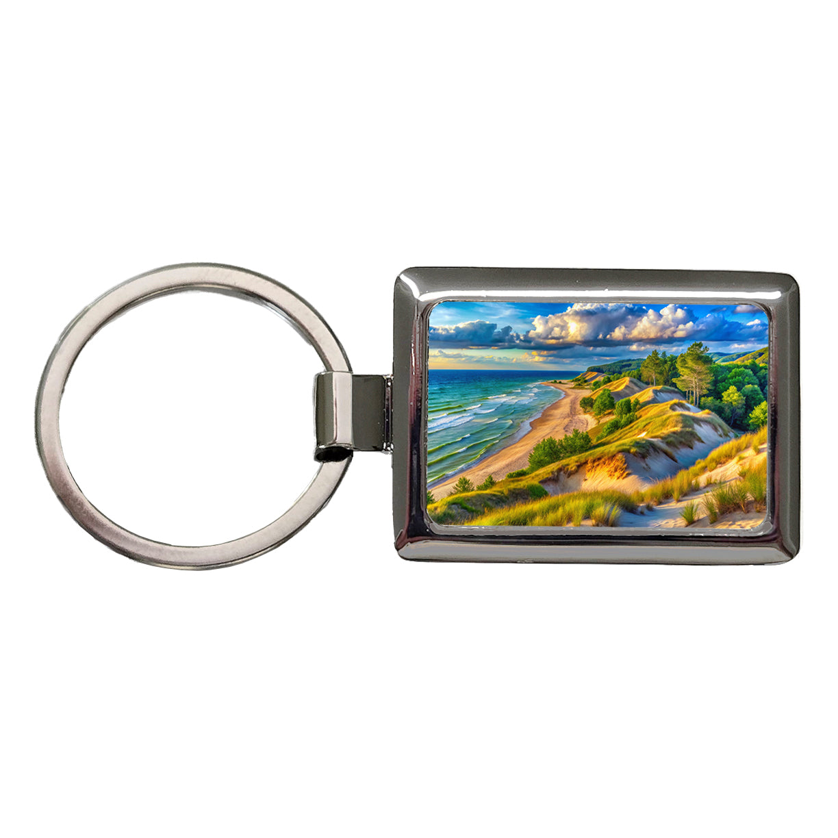 Indiana Dunes National Park Indiana Watercolor Style Rectangle Metal Keychain