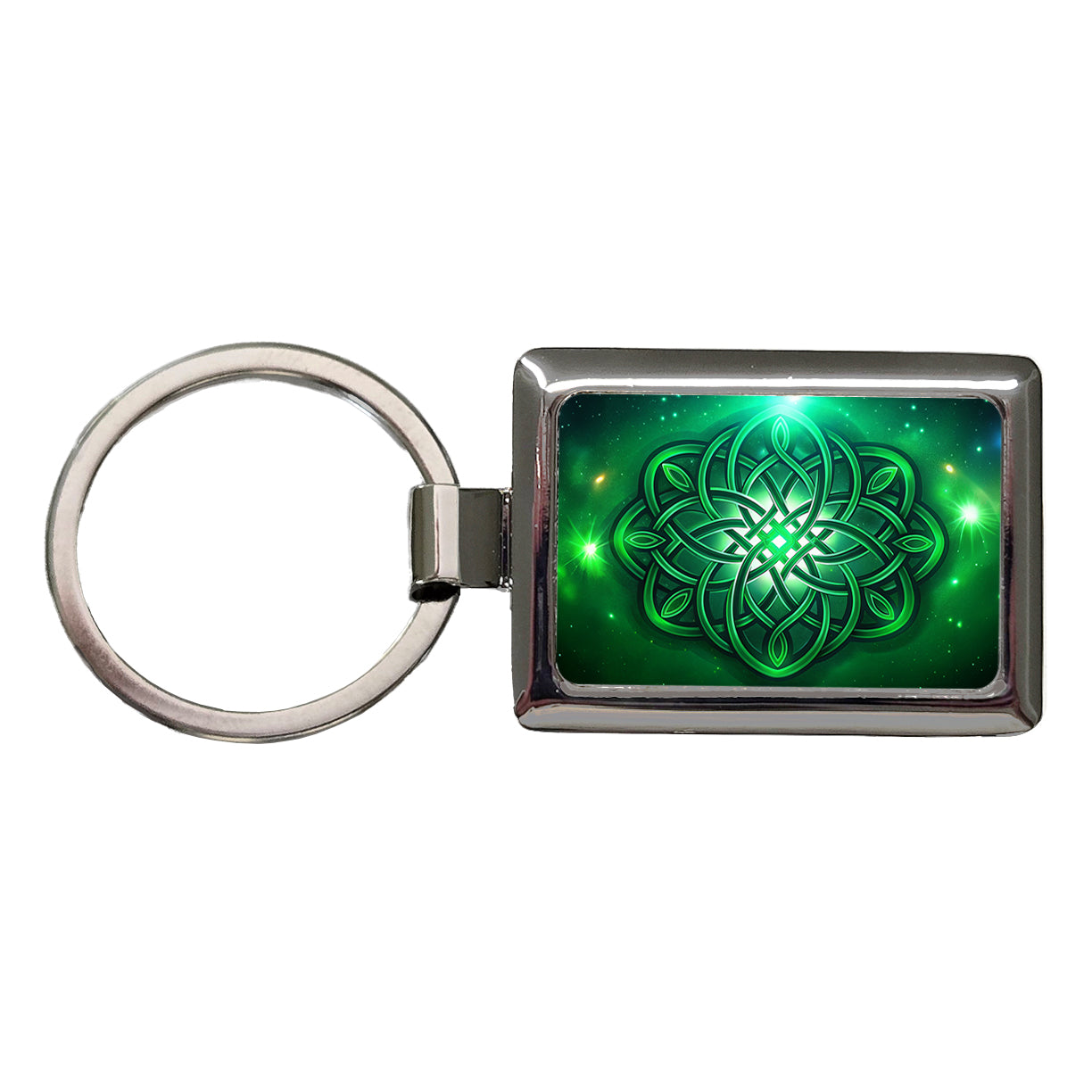 Celtic Knot Irish Eternity Love Green Rectangle Metal Keychain