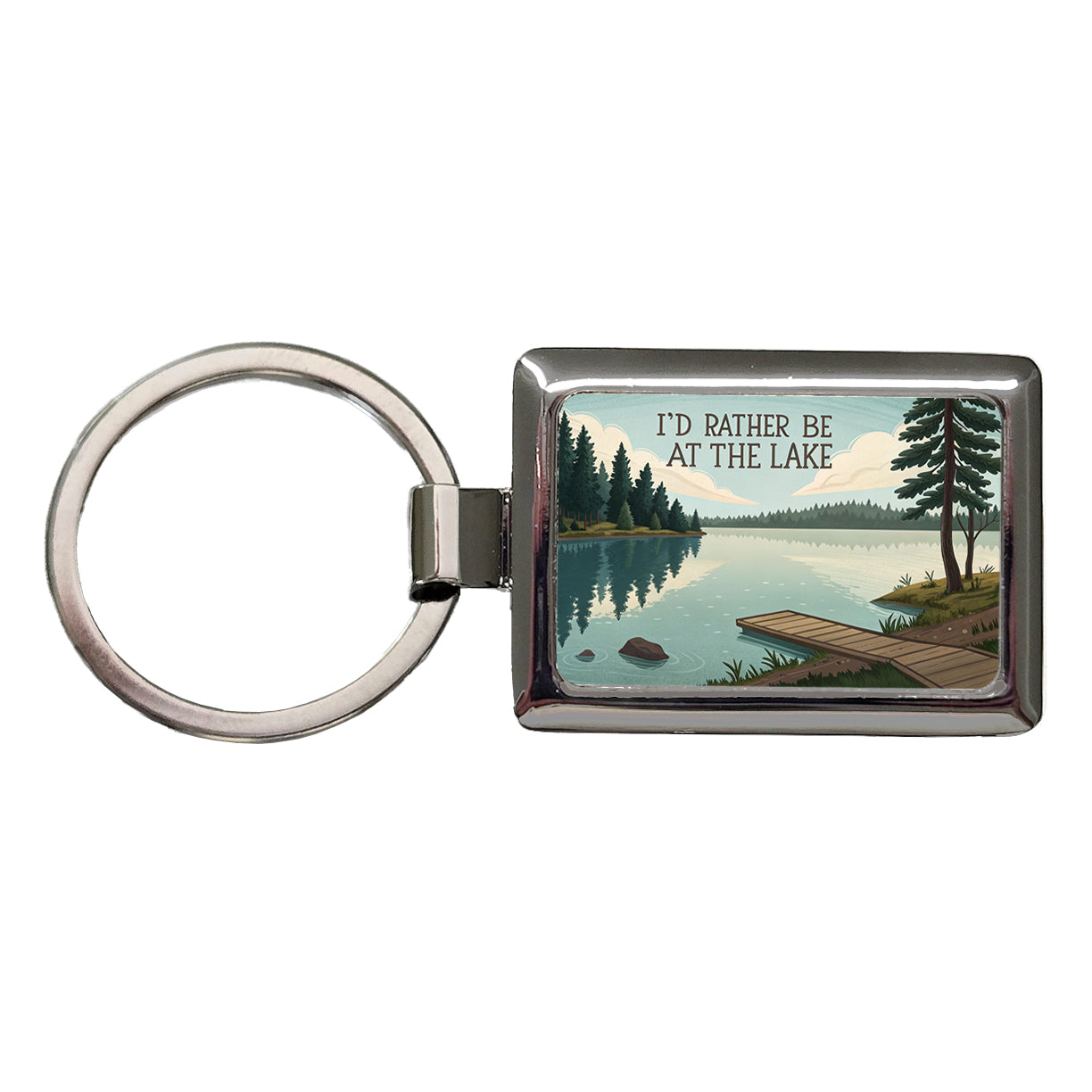 I'd Rather Be At The Lake Rectangle Metal Keychain